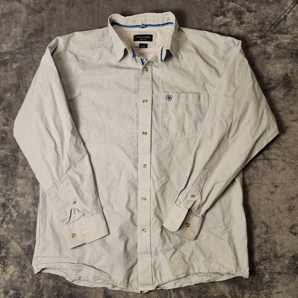 Ariat Pro Series Shirt Mens Large Long Sleeve Striped Western B
